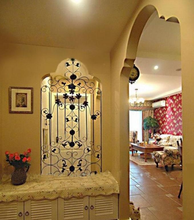 Rust Prevention Wrought Iron Glass Door Inserts , Hollow Iron Glass Doors