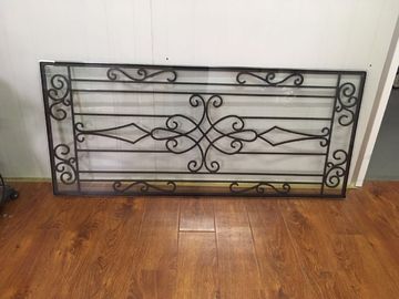Galvanized Wrought Iron Glass 22&quot;*48&quot; Black Inlaid Double  Tempered Glass