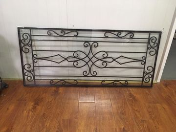 Galvanized Wrought Iron Glass 22"*48" Black Inlaid Double Tempered Glass