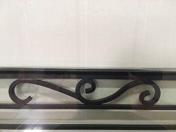 Galvanized Wrought Iron Glass 22&quot;*48&quot; Black Inlaid Double  Tempered Glass