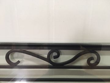 Galvanized Wrought Iron Glass 22"*48" Black Inlaid Double Tempered Glass