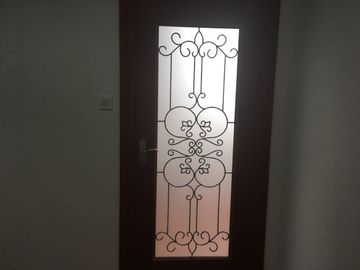 Oval Shaped Iron Glass Entry Doors , Antiseptic Wrought Iron Doors With Glass