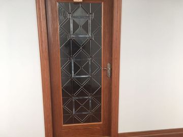 Door Decorative Panel Glass 22"*64" Black Patina Natural Wood Style