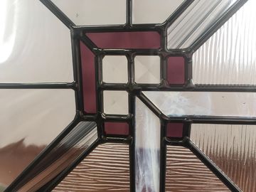 Door Decorative Panel Glass 22"*64" Black Patina Natural Wood Style