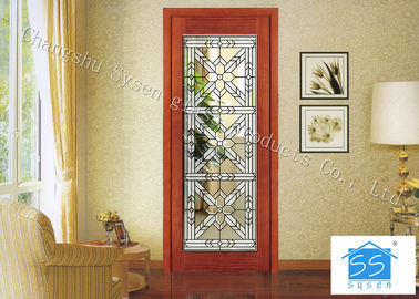 Building Clear Beveled Glass Window Panels  / Door Acid Etched Sound Insulation