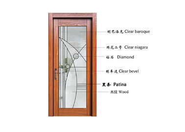 Insulated Low E diamond clear bevel Sliding Glass Door For Home Rectangle / Square Shape
