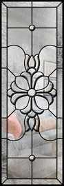 Wood Frame Dedorative Glass Sliding Door , Black Patina Internal Glass Sliding Doors