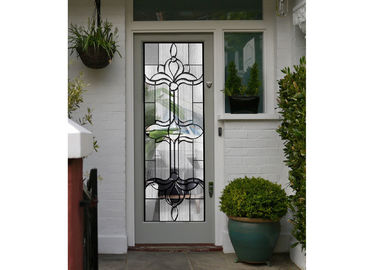 Door Embroidered Beveled Clear Art Glass Sheets ,  Decorative Panel Glass