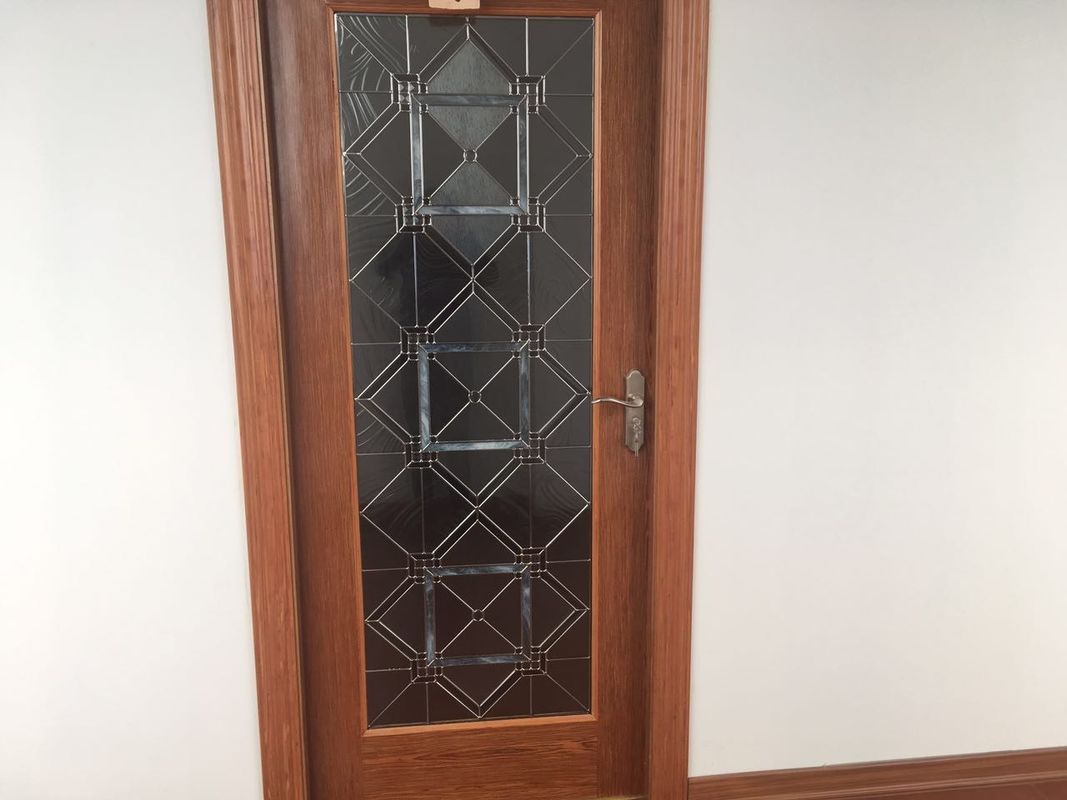 Door Decorative Panel Glass 22"*64" Black Patina Natural Wood Style