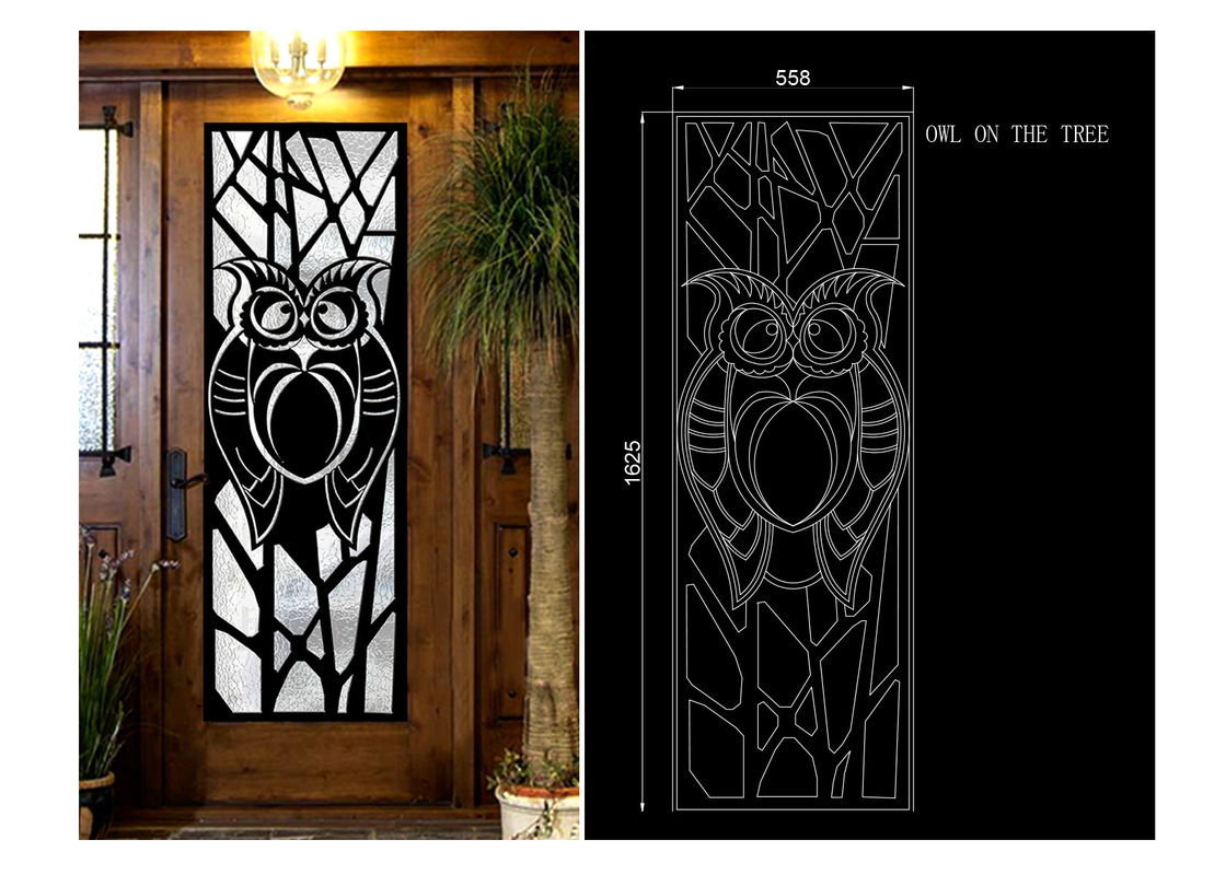 Erosion Resistance / Fireproof Wrought Iron Glass Square Steel Doors