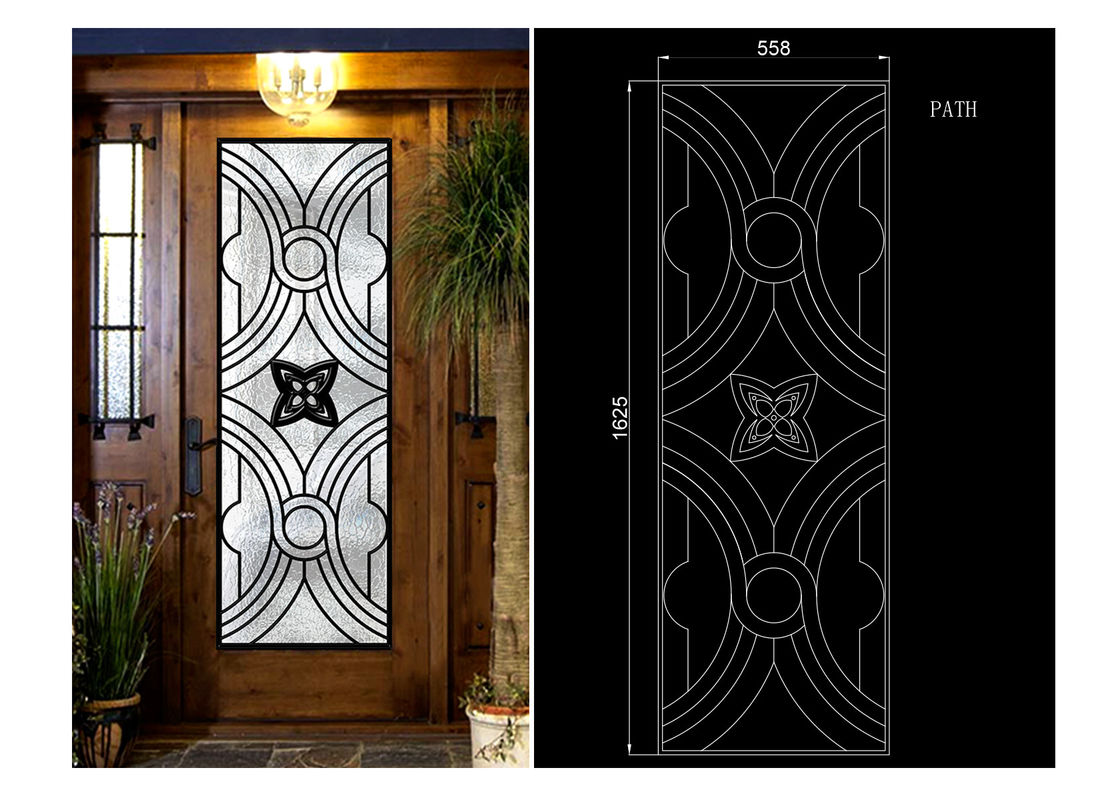 Oval Shaped Iron Glass Entry Doors , Antiseptic Wrought Iron Doors With Glass