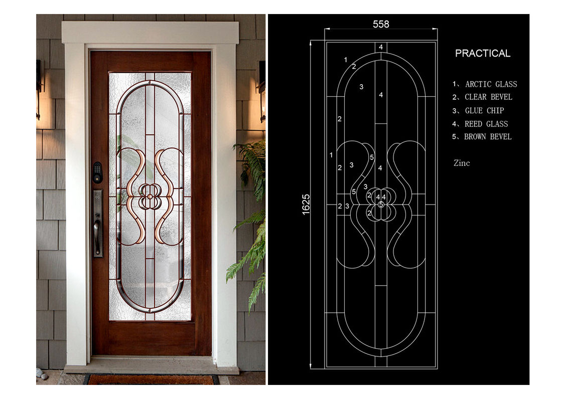 Classical Thermal / Sound Insulation Door Art Glass Sheets With Black Chrome