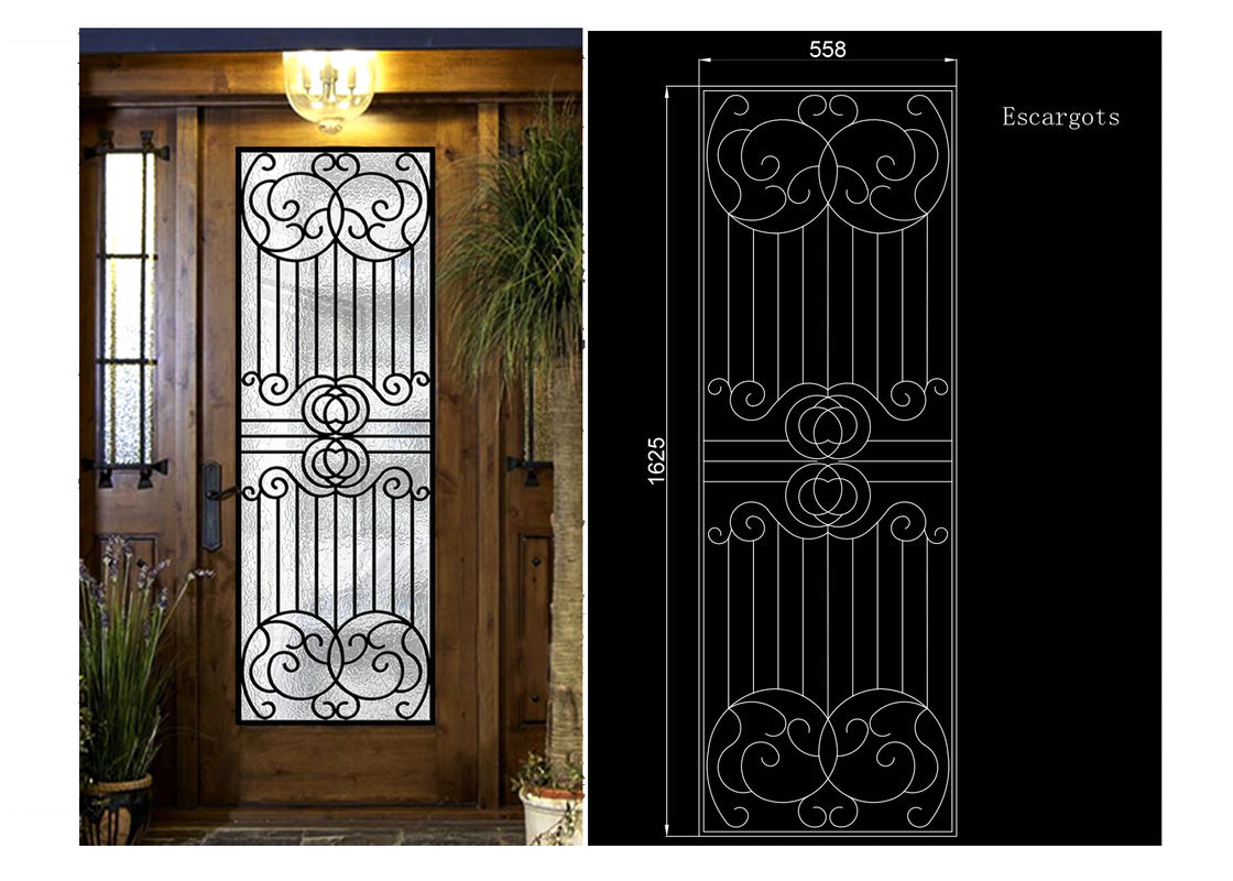 Decorative Iron And Glass Doors For Entry Doors 15.5*39.37 IGCC / IGMA