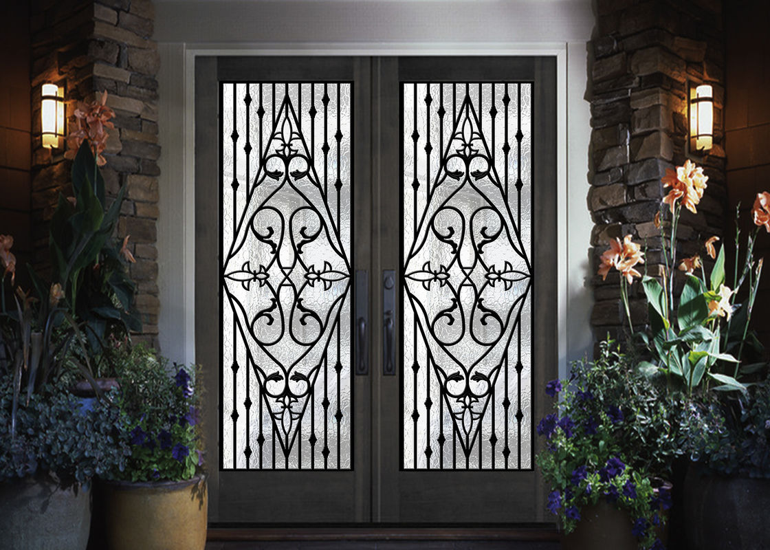 Galvanized Steel Remarkable Inlaid Door Glass For Building Hand Forged