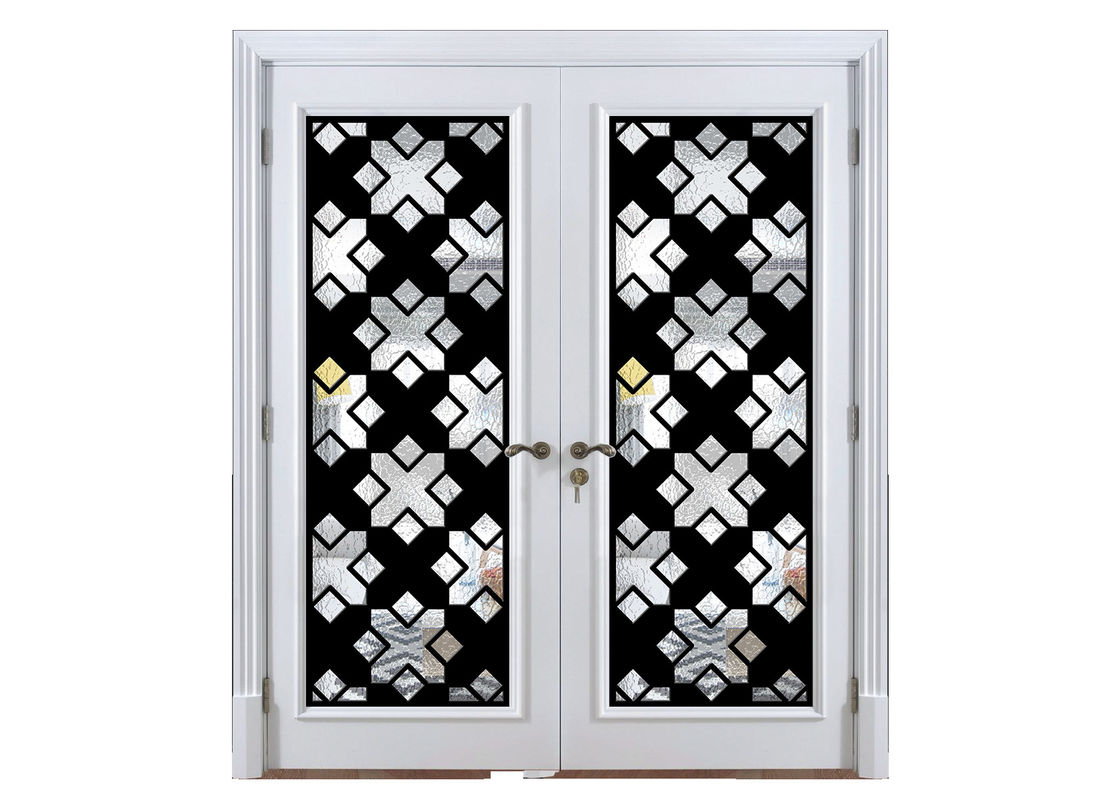 Classic Modern Matte Black Oval Shaped Iron Door Glass 40 In X 96 In