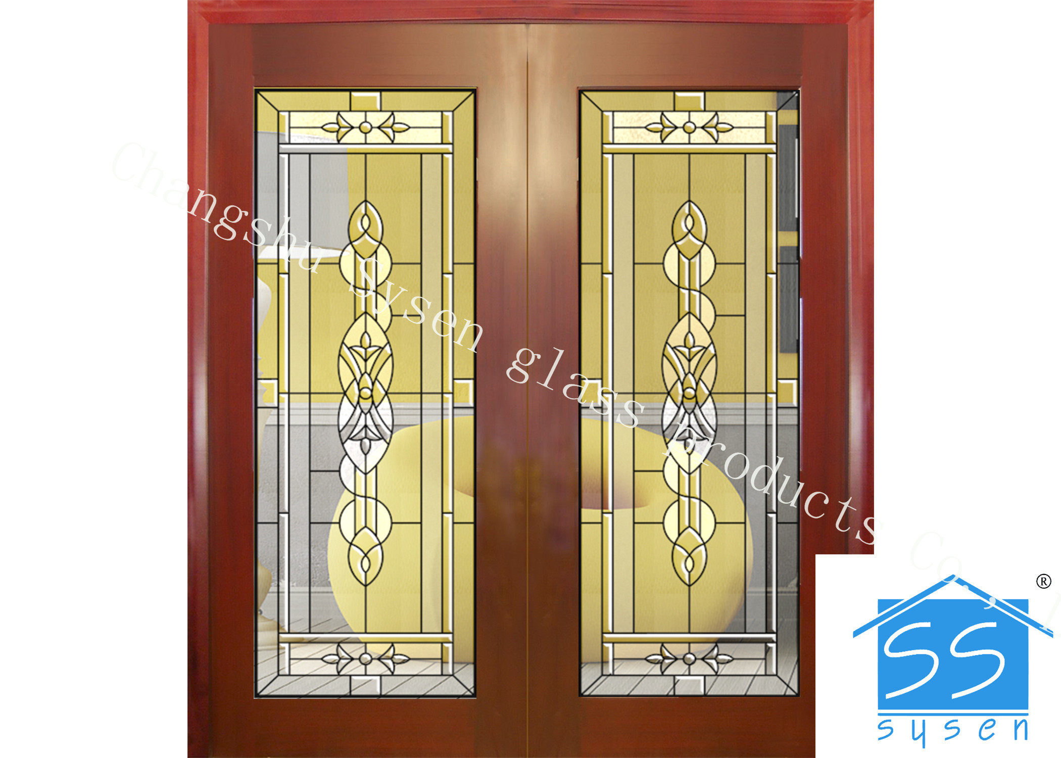 Custom Glass Panels For Doors , 1630 Mm Decorative Stained Glass