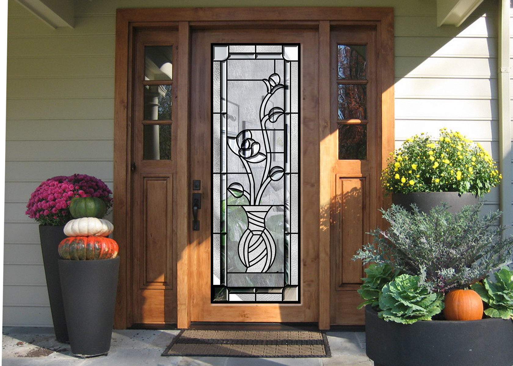 Natural Lighting Decorative Panel Glass , Front Door Window Glass Panels